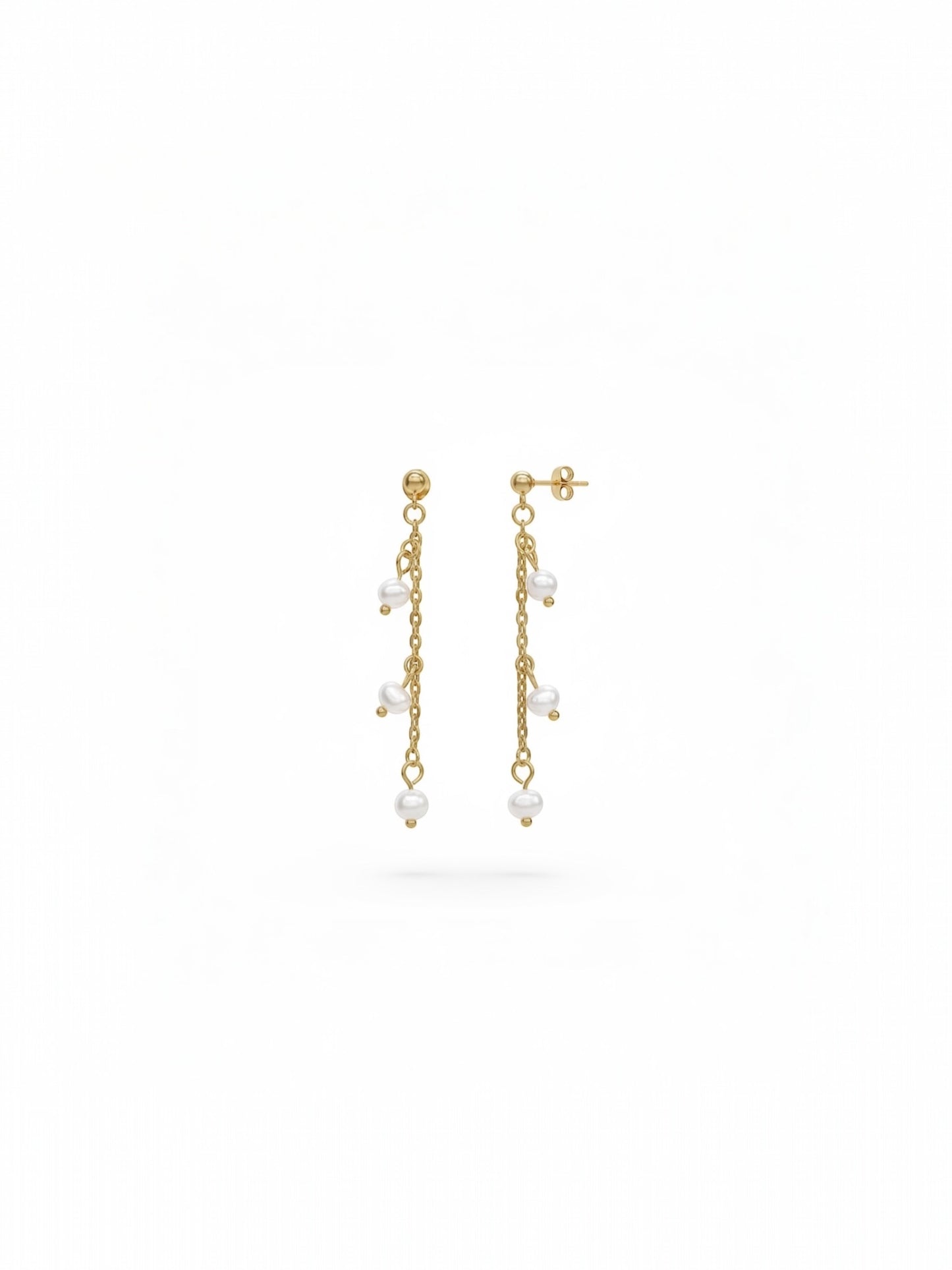 Trinity Pearl Earrings Gold