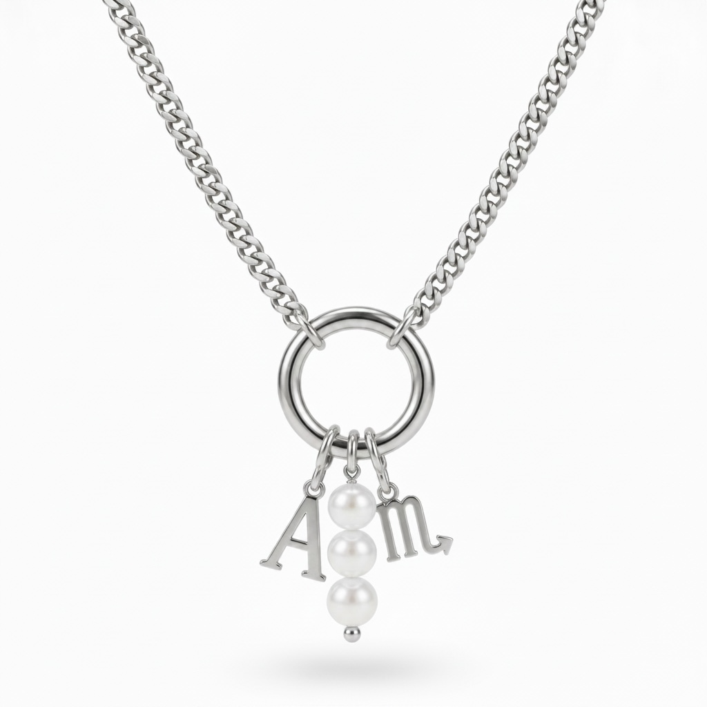 Personalised Clasp Charm Necklace Silver