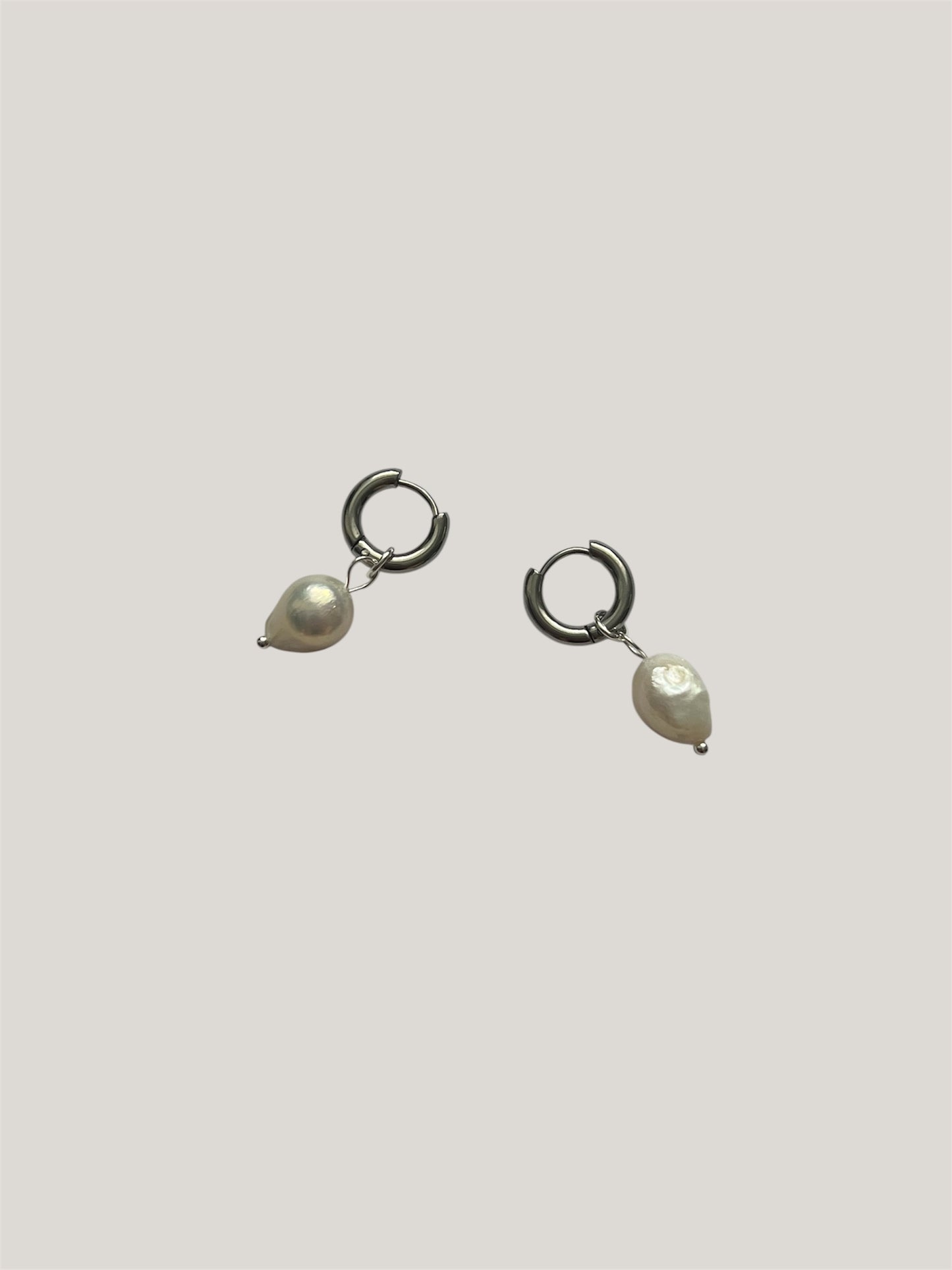 Silver Freshwater Pearl Huggies