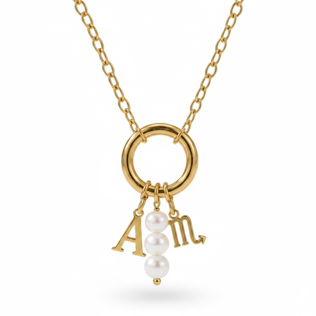 Personalised Clasp Charm Necklace Gold