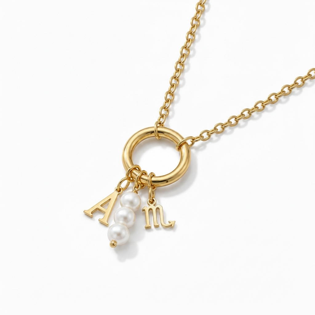 Personalised Clasp Charm Necklace Gold