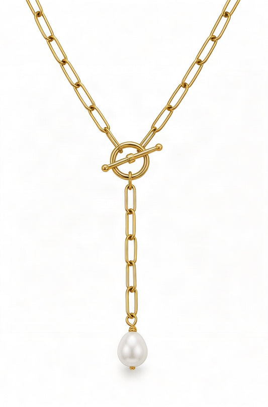 Personalised Lariat Charm Necklace Gold