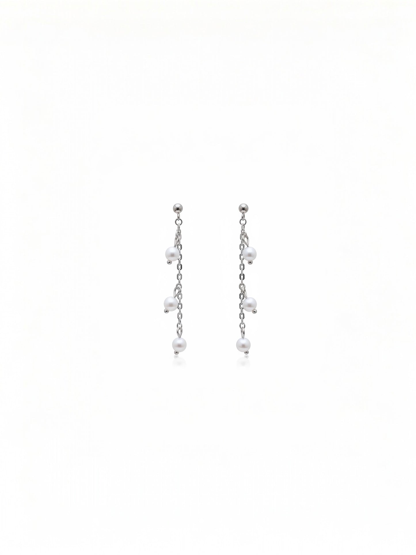 Trinity Pearl Earrings Silver