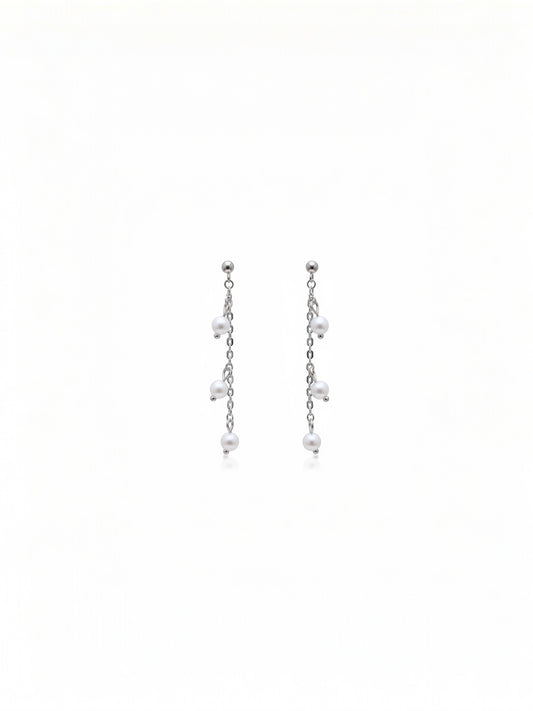 Trinity Pearl Earrings Silver