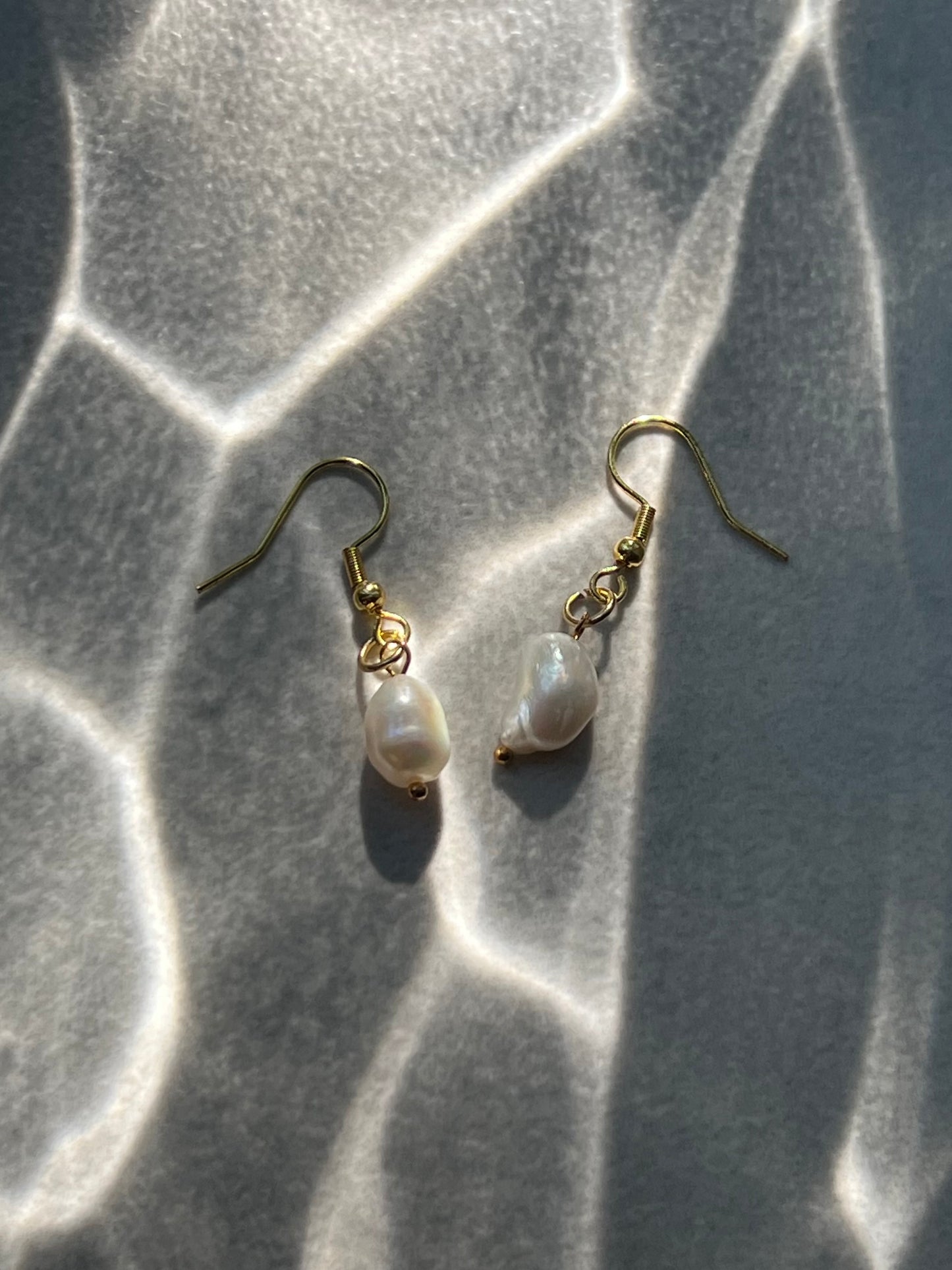 Gold Freshwater Dangle Earrings