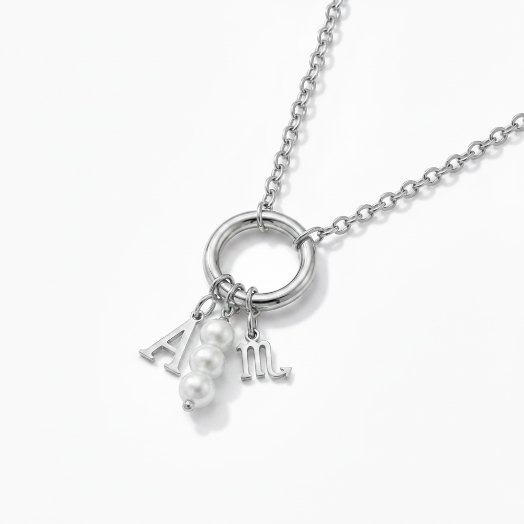 Personalised Clasp Charm Necklace Silver