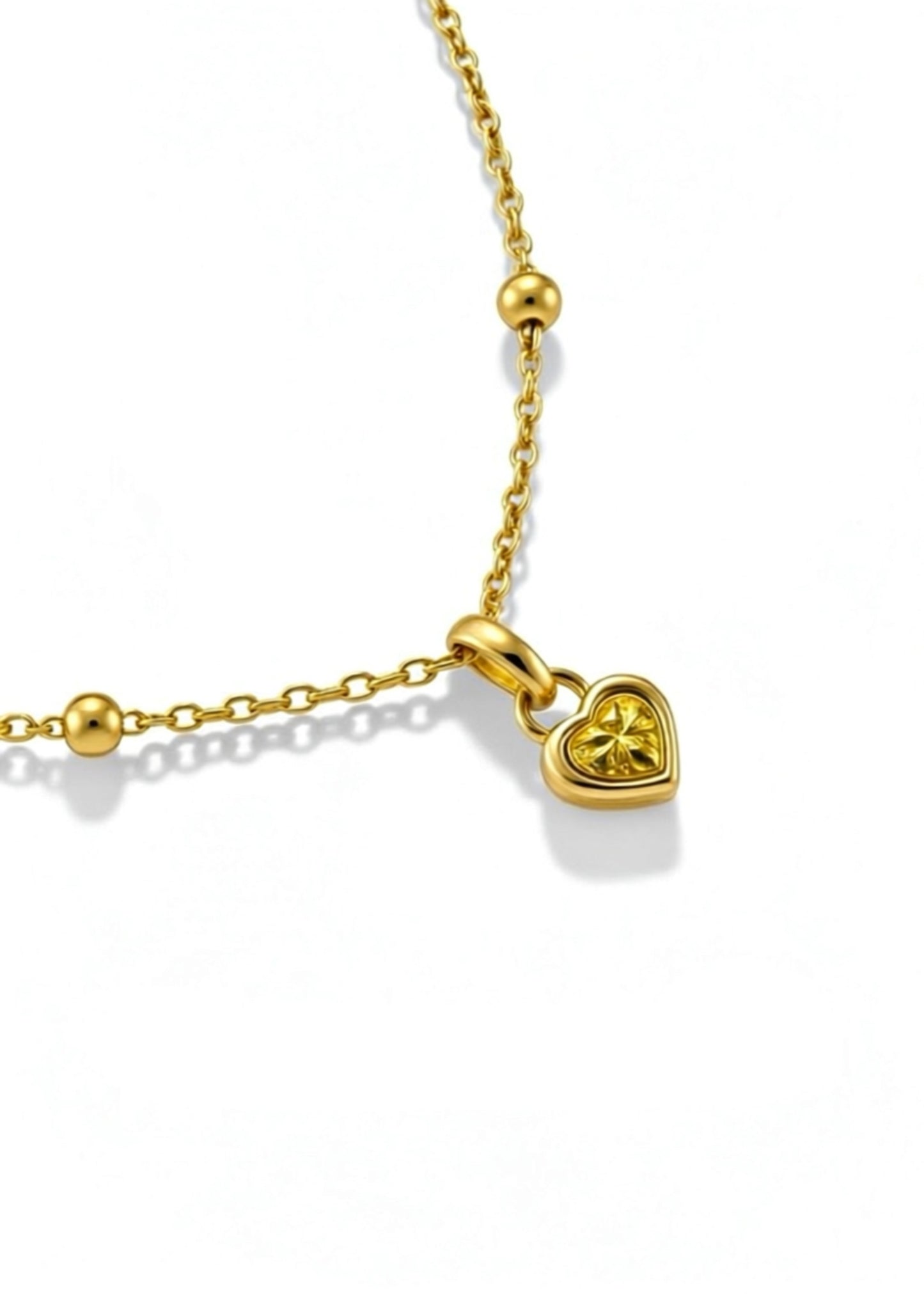 Heart Birthstone Necklace Gold