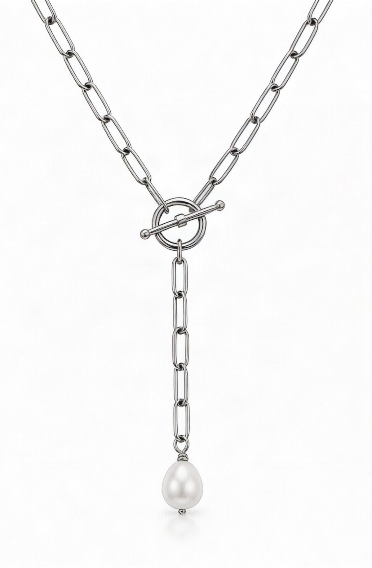 Personalised Lariat Charm Necklace Silver