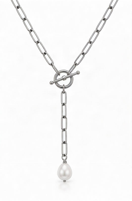 Personalised Lariat Charm Necklace Silver