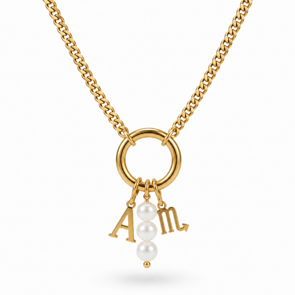 Personalised Clasp Charm Necklace Gold