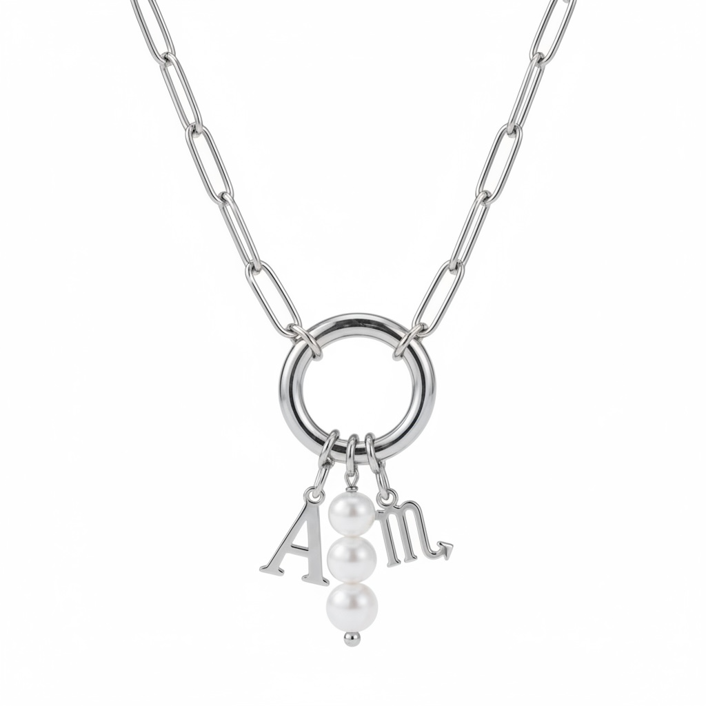 Personalised Clasp Charm Necklace Silver