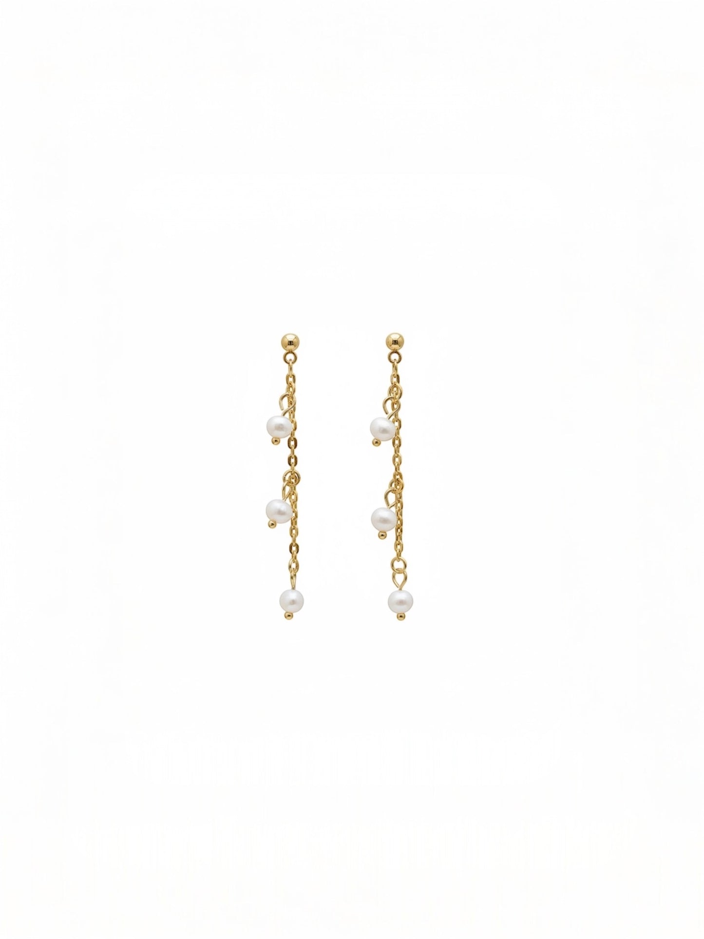 Trinity Pearl Earrings Gold