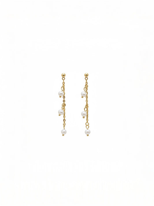 Trinity Pearl Earrings Gold