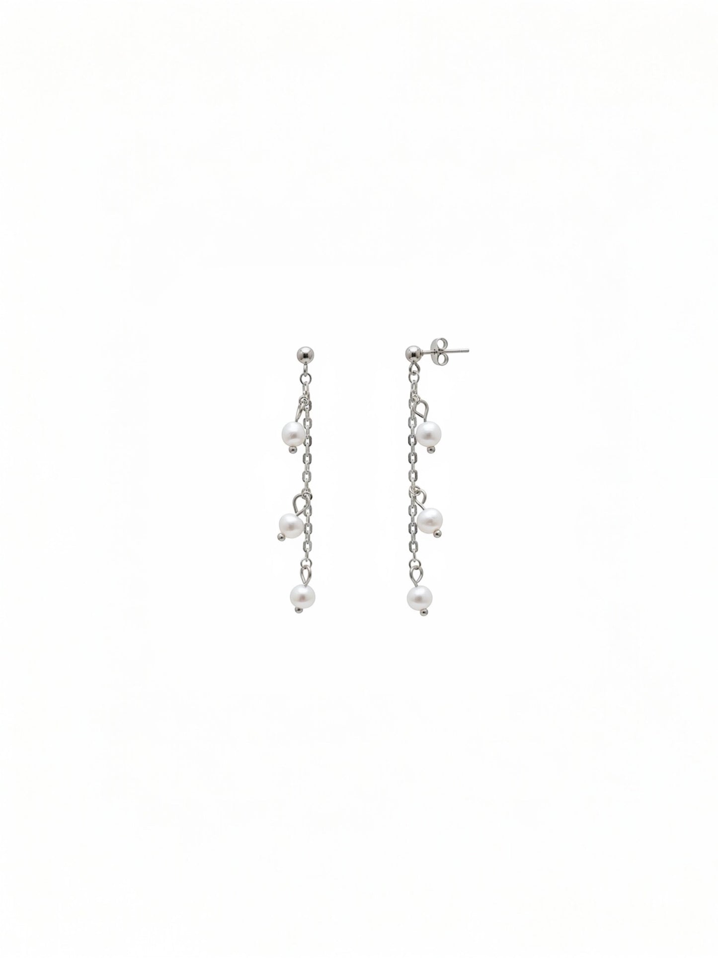 Trinity Pearl Earrings Silver