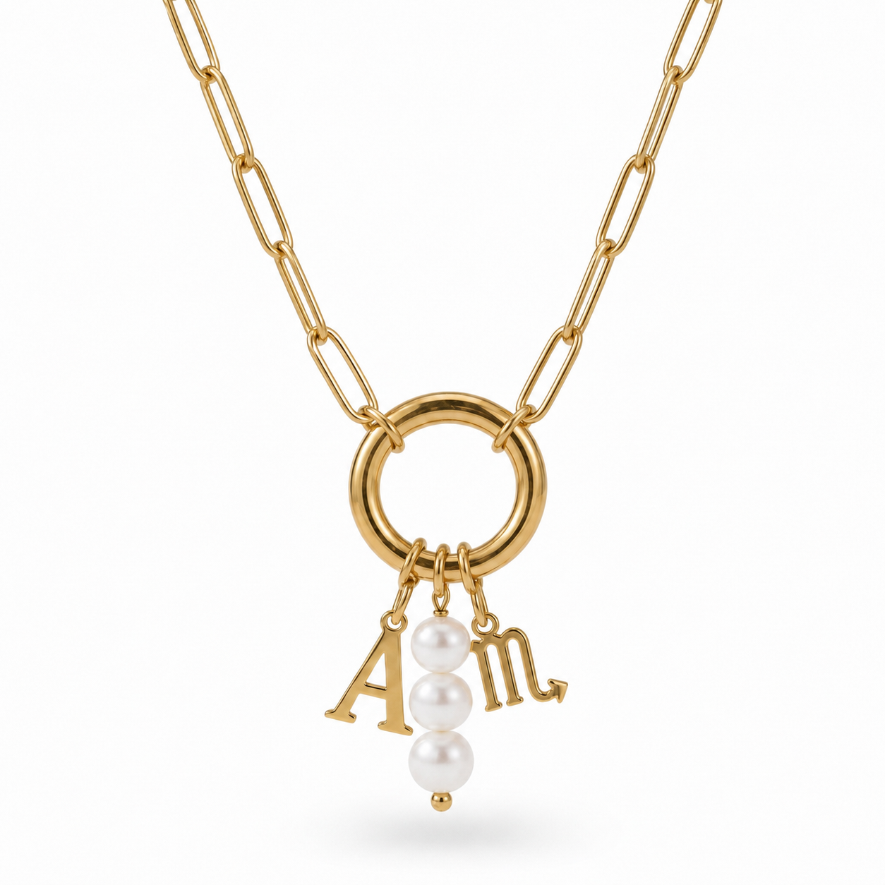 Personalised Clasp Charm Necklace Gold